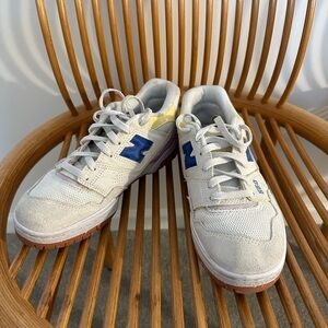 New Balance White and Blue Sneakers